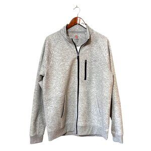 NWOT Chaps Mens Grey Full-Zip Jacket XL Raglan Sleeves Pockets Preppy Old Money